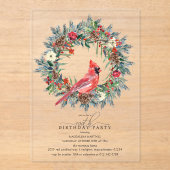 Invitations En Acrylique CLEAR ACRYLIC 100th Birthday Party Cardinal (Recto)