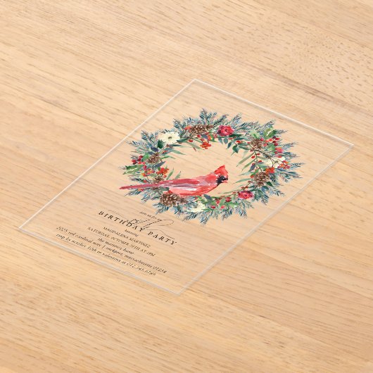 Invitations En Acrylique CLEAR ACRYLIC 85th Birthday Party Cardinal (Poser)