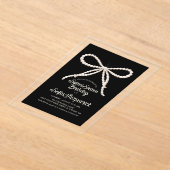 Invitations En Acrylique CLEAR ACRYLIC Sweet 16 Black White Pearl Bow (Poser)