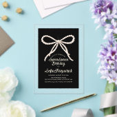 Invitations En Acrylique CLEAR ACRYLIC Sweet 16 Black White Pearl Bow (Insitu (Mariage))