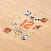 Invitations En Acrylique Clear Boys Sports Thème Anniversaire (Poser)