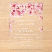 Invitations En Acrylique Clear Cherry Blossom Wedding (Recto)