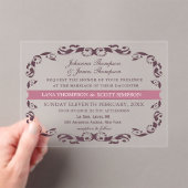 Invitations En Acrylique CLEAR Elegant Victorian Filigree White Wedding (In situ (ordinateur de poche))