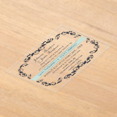 Invitations En Acrylique CLEAR Navy Elegant Victorian Filigree Wedding (Poser)
