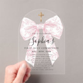 Invitations En Acrylique CLEAR Pink Toile Bow Girl First Communion Arch (In situ (ordinateur de poche))