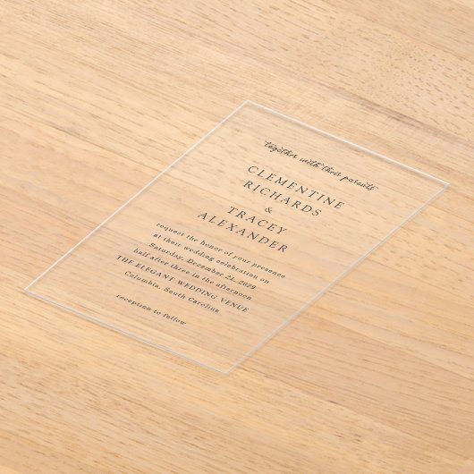 Invitations En Acrylique Clementine Elegant Mariage moderne (Poser)
