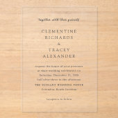 Invitations En Acrylique Clementine Elegant Mariage moderne (Recto)
