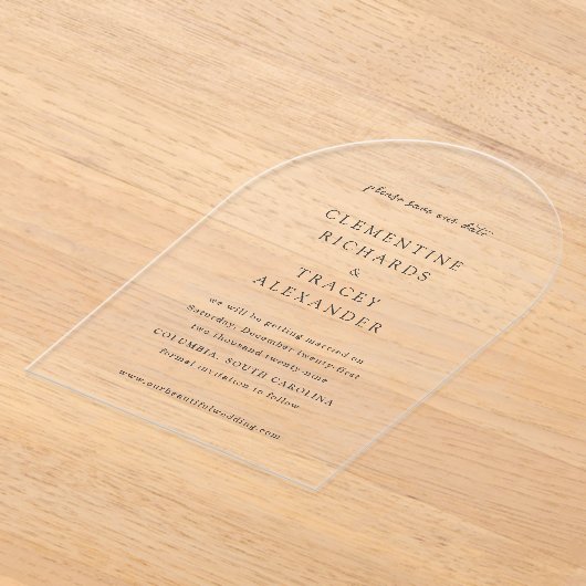 Invitations En Acrylique Clementine Elegant Modern Wedding Enregistrer la d (Poser)