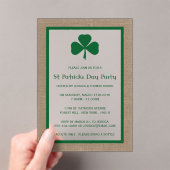 Invitations En Acrylique Clover vert & Burlap St. Patrick's Day (In situ (ordinateur de poche))
