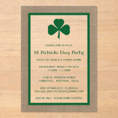 Invitations En Acrylique Clover vert & Burlap St. Patrick's Day (Recto)