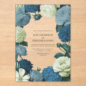 Invitations En Acrylique Coastal Juniper, Tidal Foam & Deep Reef Blue (Recto)