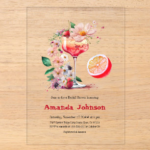 Invitations En Acrylique Cocktail Aperol Spritz Citron Orange Enterrement d