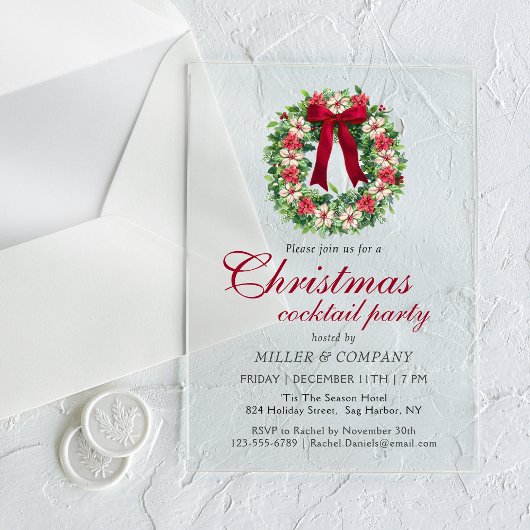 Invitations En Acrylique Cocktail de Noël Fête de Noël d'entreprise