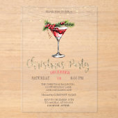 Invitations En Acrylique Cocktail élégant, String Lights Gold Christmas (Recto)