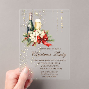 Invitations En Acrylique Cocktail Holly Berry Red Bow Company Noël