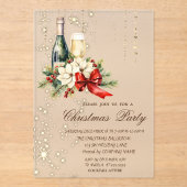 Invitations En Acrylique Cocktail Holly Berry Red Bow Company Noël (Recto)