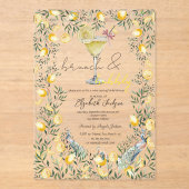 Invitations En Acrylique Cocktail Lemons Peacock Brunch Bubble (Recto)