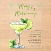Invitations En Acrylique Cocktail Margs & Matrimony Bridal Shower (Recto)