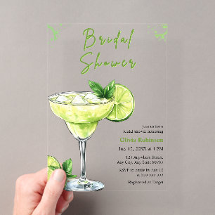 Invitations En Acrylique Cocktail Margs & Matrimony Margarita Enterrement d