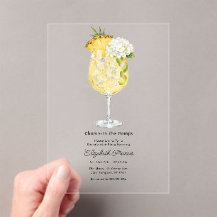 Invitations En Acrylique Cocktail Tropical de l'Ananas Bachelorette Hampton