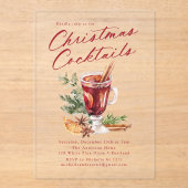 Invitations En Acrylique Cocktails de Noël festifs Fête Fête (Recto)
