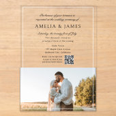Invitations En Acrylique Code QR calligraphié élégant (Recto)