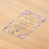 Invitations En Acrylique Code QR Chic Élégant Mariage Violet (Poser)