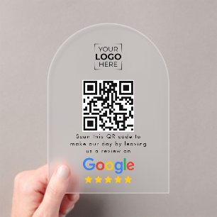 Invitations En Acrylique Code QR de l'avis de Google sur l'entreprise 