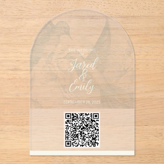 Invitations En Acrylique Code QR d'invitation de mariage (Recto)