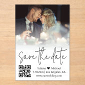 Invitations En Acrylique code qr élégant script tendance photo enregistrer  (Recto)