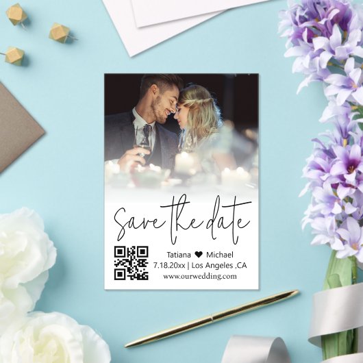 Invitations En Acrylique code qr élégant script tendance photo enregistrer (Insitu (Mariage))