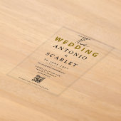 Invitations En Acrylique Code QR Esthétique de Mariage Élégant et Minimalis (Poser)