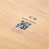 Invitations En Acrylique Code QR mariage noir et blanc (Poser)