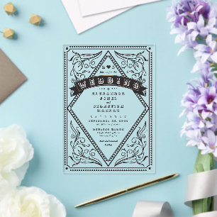 Invitations En Acrylique Code QR Mariage Rustique Western Vintage