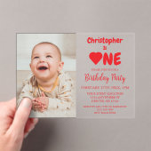 Invitations En Acrylique Coeur 1er anniversaire (In situ (ordinateur de poche))