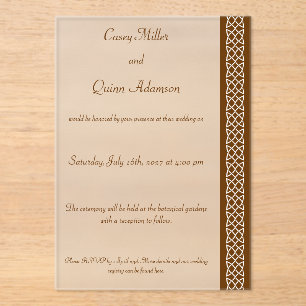 Invitations En Acrylique Cœur de Tissage Celtique en Acrylique au Chocolat