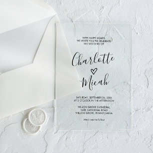 Invitations En Acrylique Coeur tiré à la main Romantique Moderne Simple Mar