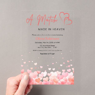 Invitations En Acrylique Cœurs assortis Mariage idéal : réception de mariag