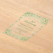 Invitations En Acrylique Coeurs d'aquarelle verte 20e anniversaire de Maria (Poser)