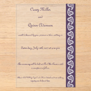 Invitations En Acrylique Cœurs Paisley Doux en Acrylique Violet pour Mariag