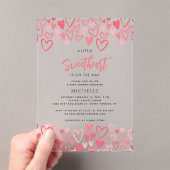 Invitations En Acrylique Coeurs roses Baby shower amoureux fille (In situ (ordinateur de poche))