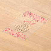 Invitations En Acrylique Coeurs roses Baby shower amoureux fille (Poser)