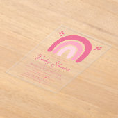 Invitations En Acrylique Coeurs roses mignons et Baby shower Rainbows (Poser)