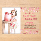 Invitations En Acrylique Coeurs rouges roses Petit Amoureux Premier anniver (Recto)