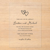 Invitations En Acrylique Coeurs tirés à la main Doodle Mariage moderne (Recto)