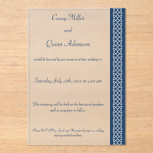 Invitations En Acrylique Cœurs Tissage Celtique en Nuit Acrylique de Mariag