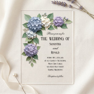 Invitations En Acrylique Coin Floral Élégant d'Hydrangea Mariage Acrylique