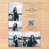 Invitations En Acrylique Collage de photos moderne code QR Fête de fin d'ét (Recto)