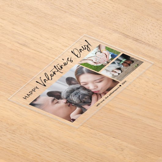 Invitations En Acrylique Collage Family Photo Brush Script Saint-Valentin (Poser)