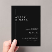 Invitations En Acrylique Collage photo moderne noir et blanc QR Code Mariag (In situ (ordinateur de poche))